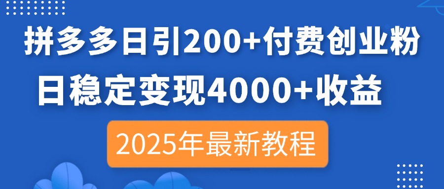 (14217期)拼多多日引200+付费创业粉,日稳定变现4000+收益,2025年最新教程-星叙轻创