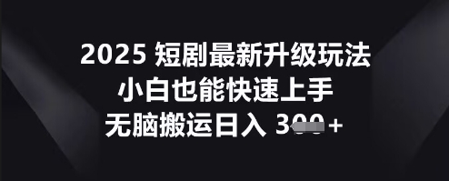 2025短剧最新升级玩法,小白也能快速上手,无脑搬运日入3张-星叙轻创