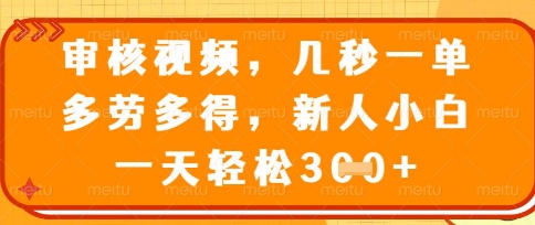 最新审核视频,几秒一单,多劳多得,新人小白一天轻松3张【揭秘】-星叙轻创
