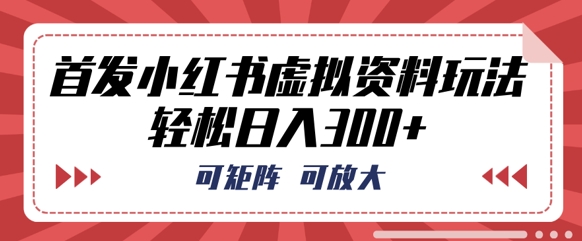 首发小红书虚拟资料玩法,可矩阵,可放大,轻松日入3张-星叙轻创
