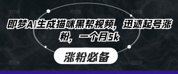 即梦AI生成猫咪黑帮视频，迅速起号涨粉，一个月5k-星叙轻创
