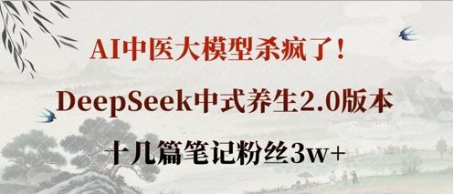 AI中医大模型杀疯了！DeepSeek中式养生2.0版本，十几篇笔记粉丝3w+-星叙轻创